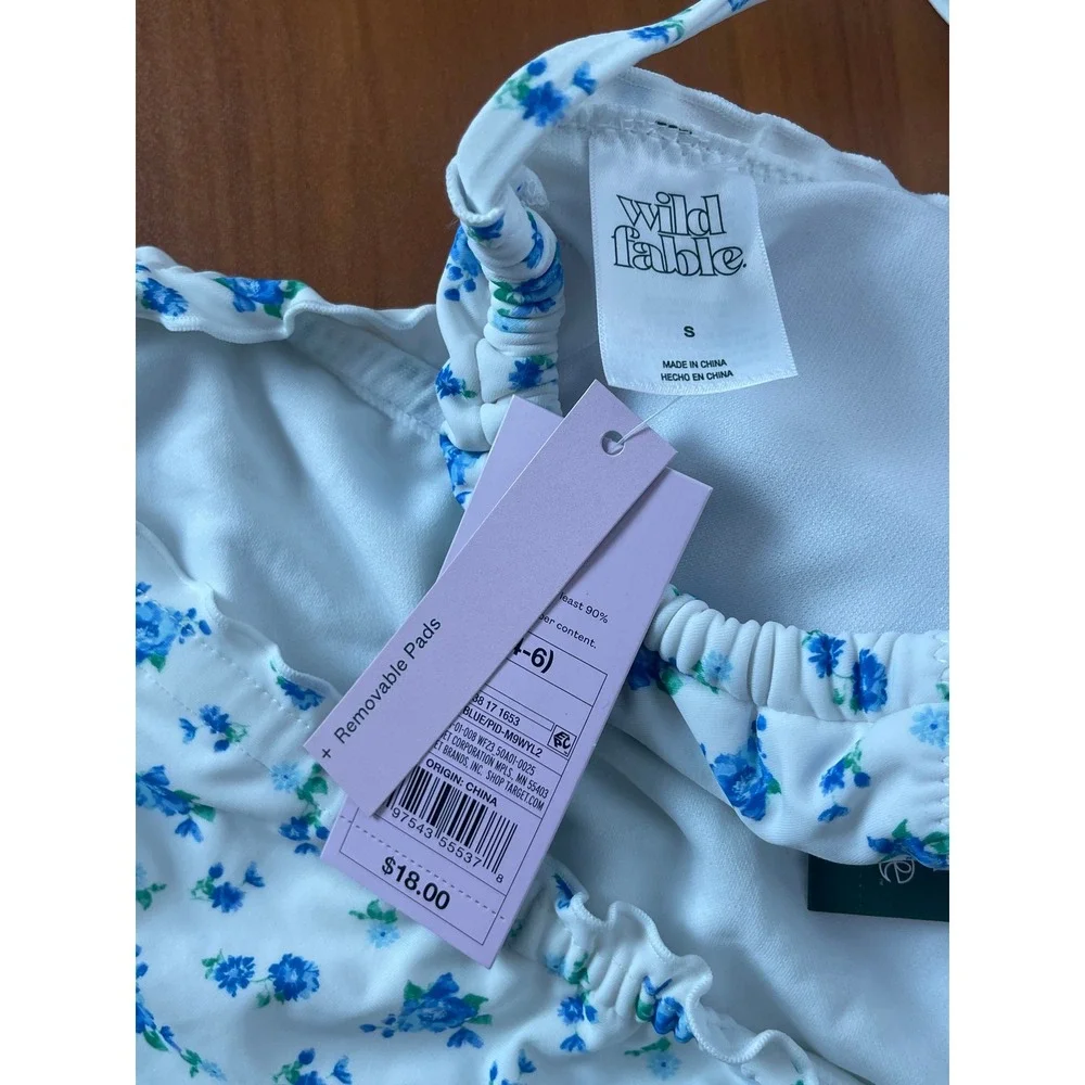 Wild‎ Fable 2-piece Floral Ruffle Bikini Set Triangle Top High Leg Bottom Small